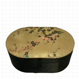 Vintage Gold and Black Silk Asian Style Jewelry Box!